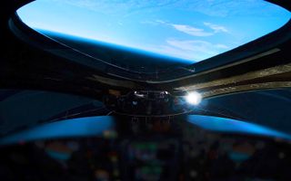 A photo taken from the cockpit during SpaceShipTwo's first flight to space, or not, depending how you measure it.