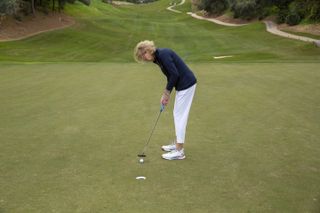 Sarah Bennett demonstrates the 'push' drill for short range putting