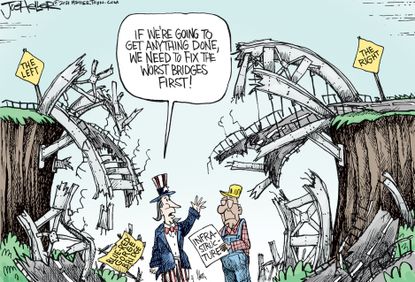 Political Cartoon U.S. gop democrat divide
