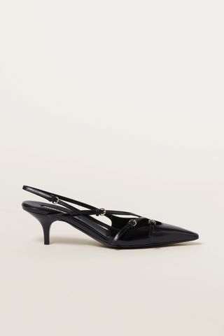 Brushed leather slingbacks with buckles