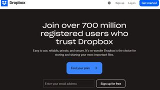 Dropbox website screenshot.