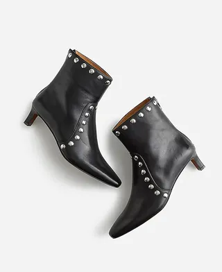 Madewell, The Dimes Kitten-Heel Boot in Studded Leather