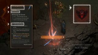 A screenshot of a Diablo 4 character and a loot drop with a tooltip and arrows to highlight new features