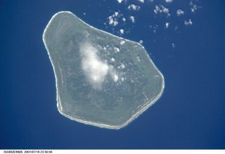 Mangaia island, a volcano in the South Pacific.