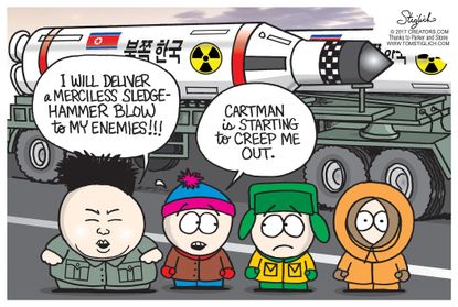 Political Cartoon U.S. North Korea Kim Jong Un South Park War Trump