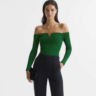 Reiss Ingrid Sweetheart-Neck Ribbed Top