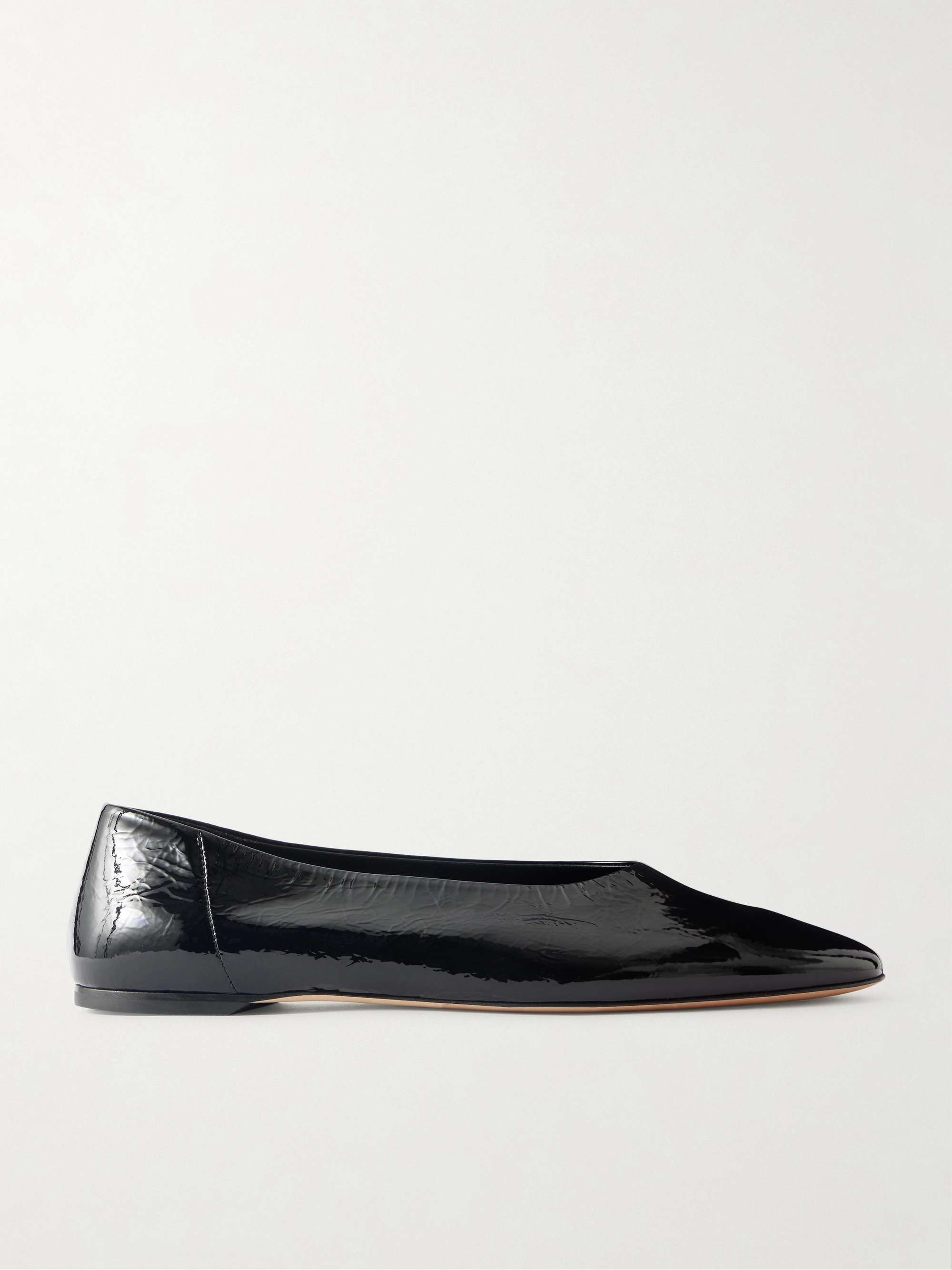 Crinkled Patent-Leather Ballet Flats
