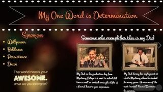 Illustration with quote: "My One Word is Determination"