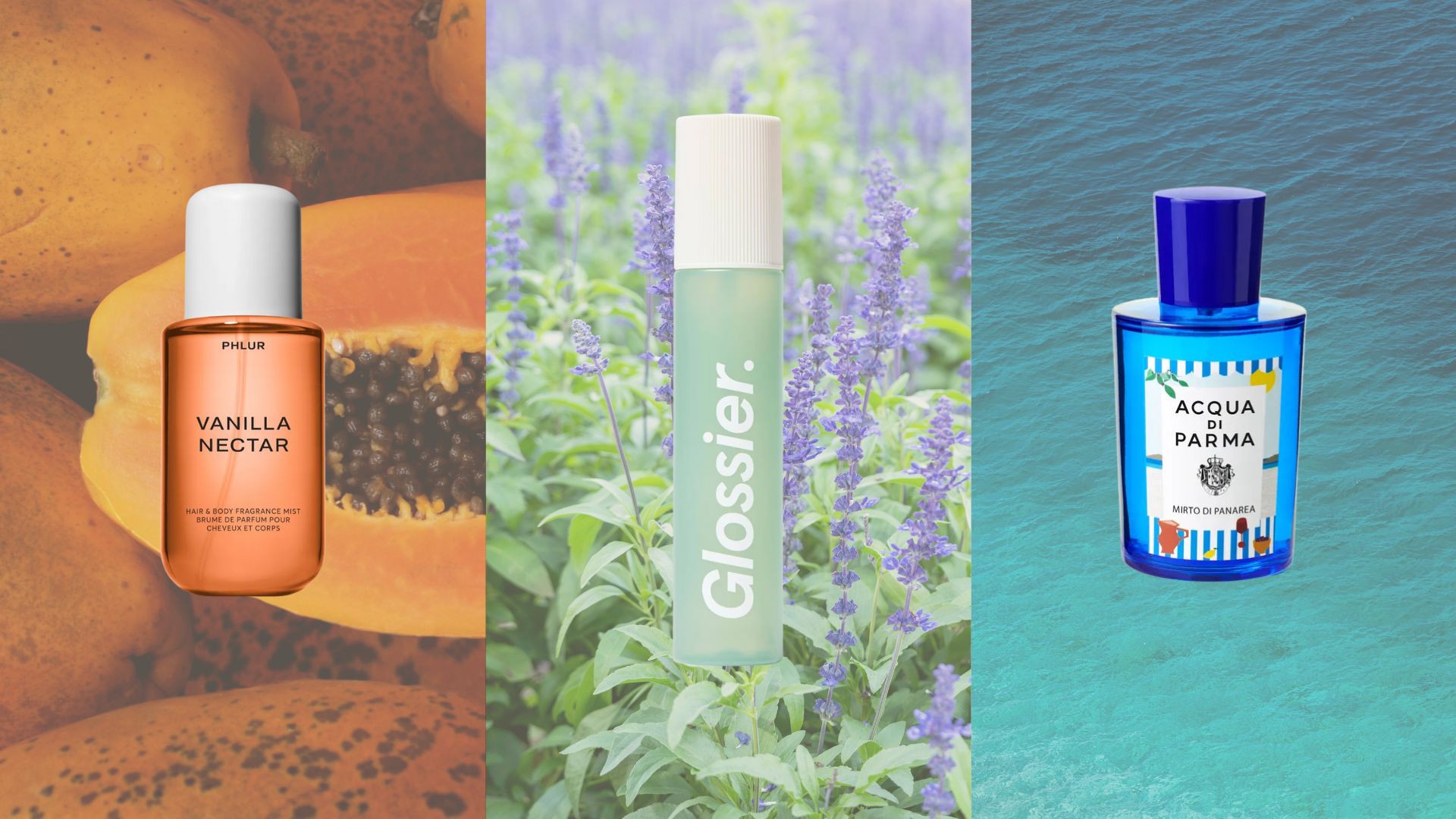 A collage of new in perfumes