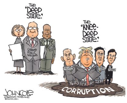 Political cartoon US Trump deep state corruption