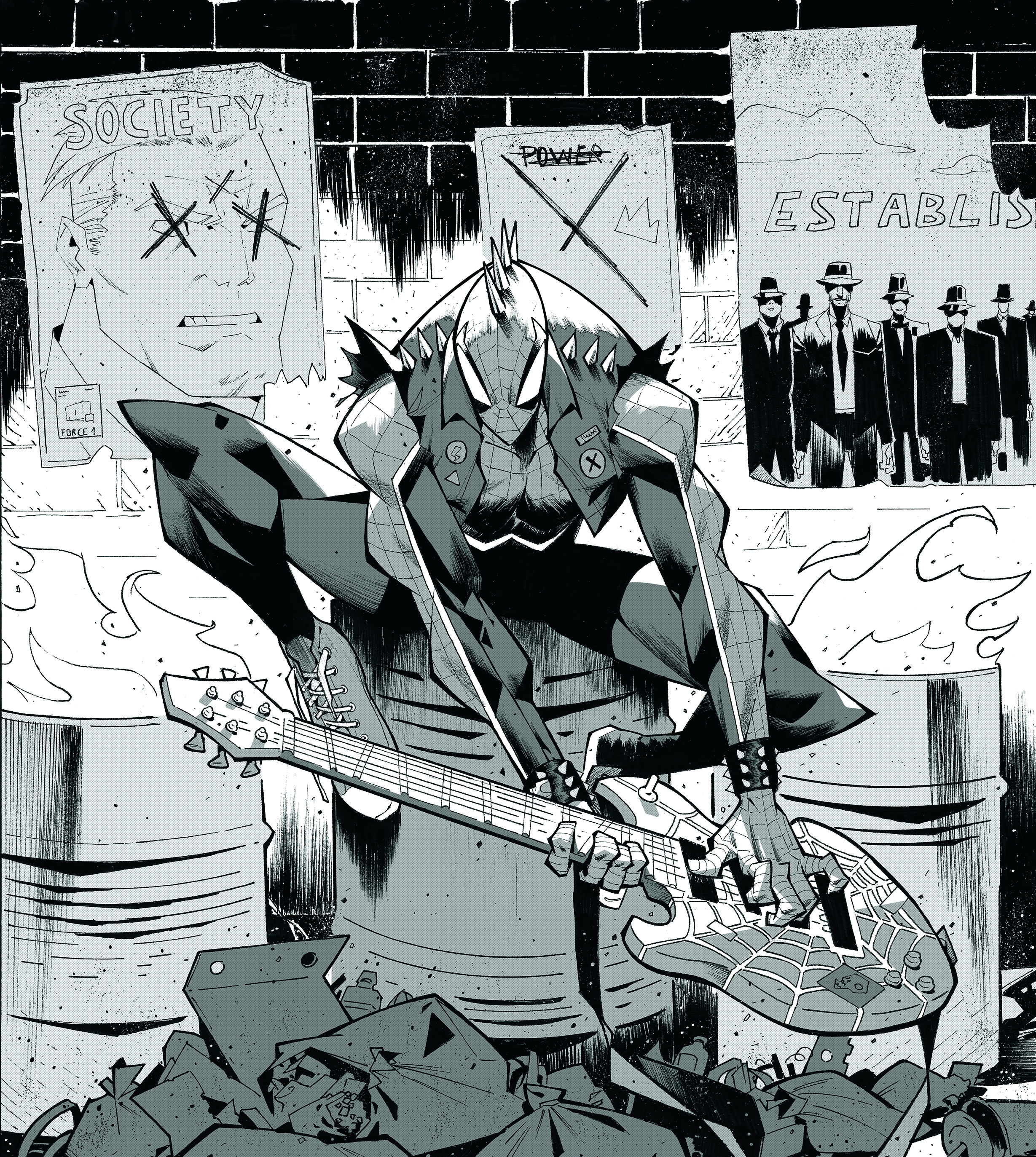 Ilustración de Spider-Punk Marvel Snapcard Trabajo en progreso