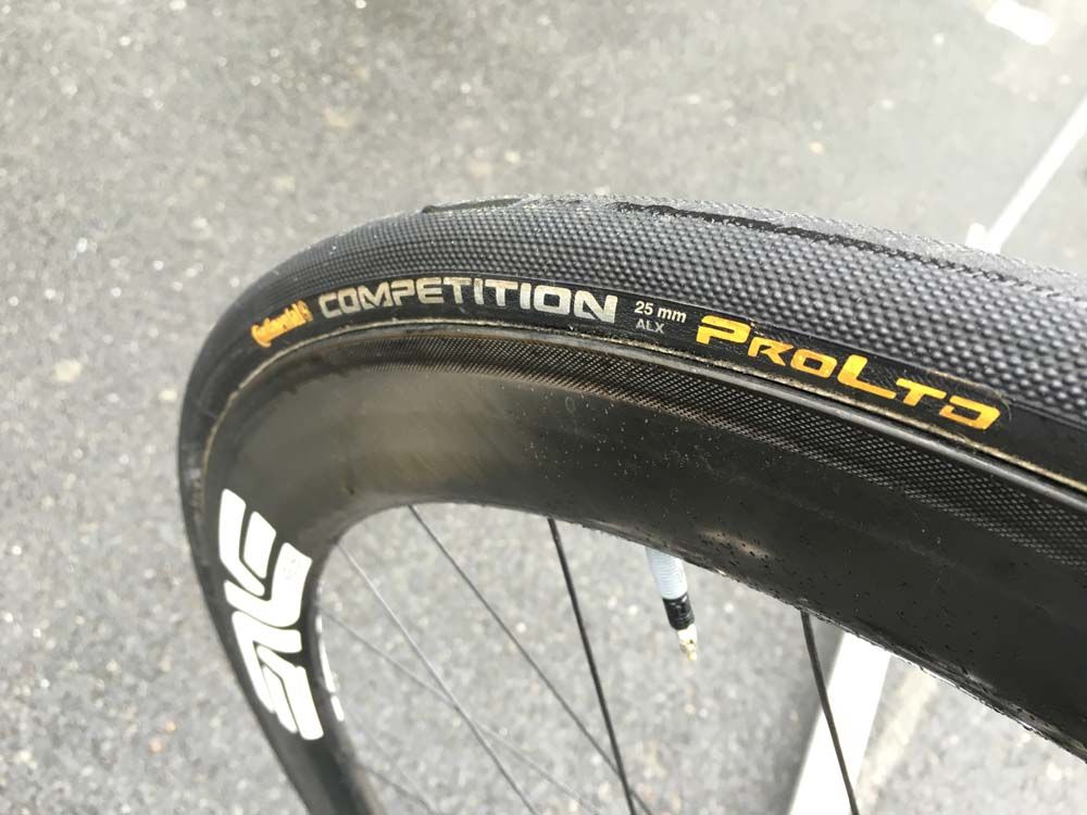 Mark Cavendish rides on 25mm Continental Competition Pro LTD tyres.