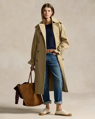 Double Breasted Twill Trench Coat