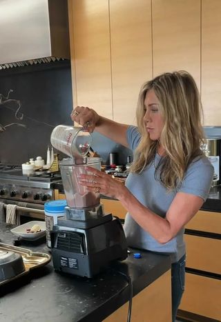 Jennifer Aniston in her kitchen