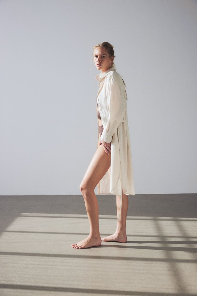 Linen-Blend Shirt Dress