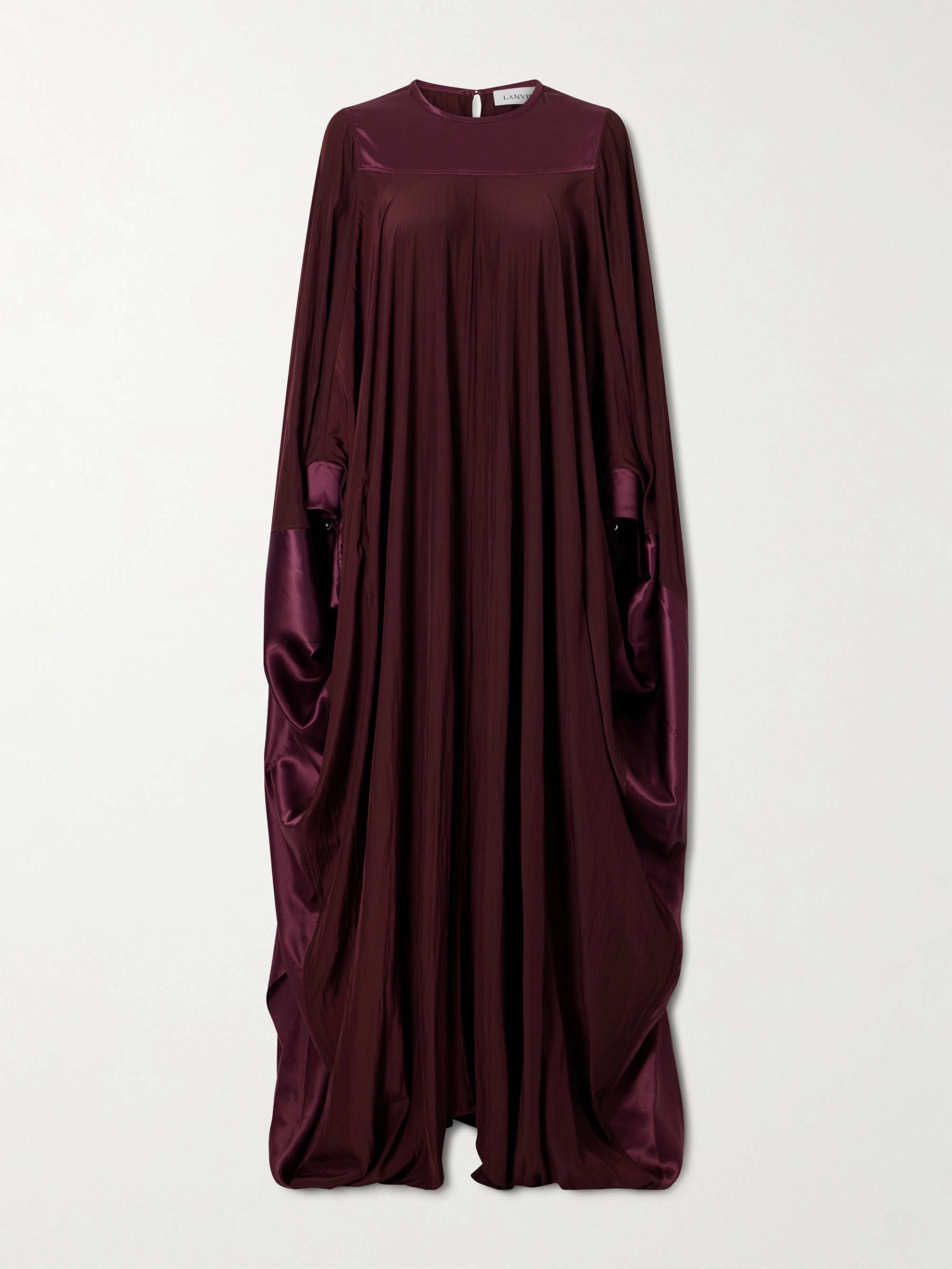 Pleated Satin-Trimmed Charmeuse Gown
