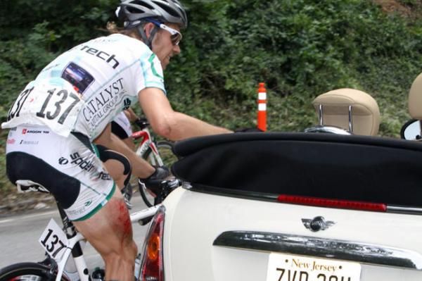Andrew Randell (Spidertech p/b Planet Energy) gets much needed medical attention.
