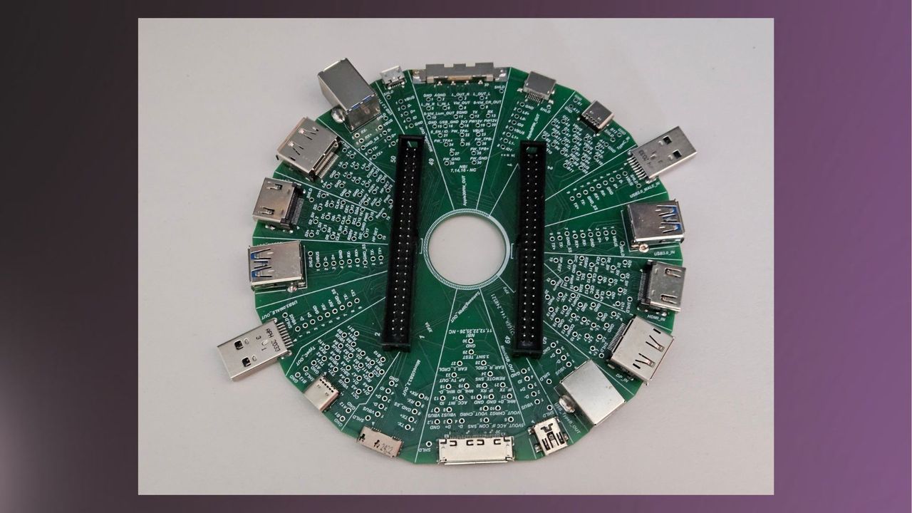 A picture of a USB tester with 12 different connector types.