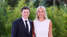 Matt Fitzpatrick and his wife, Katherine pose ahead of the 2023 Ryder Cup gala dinner