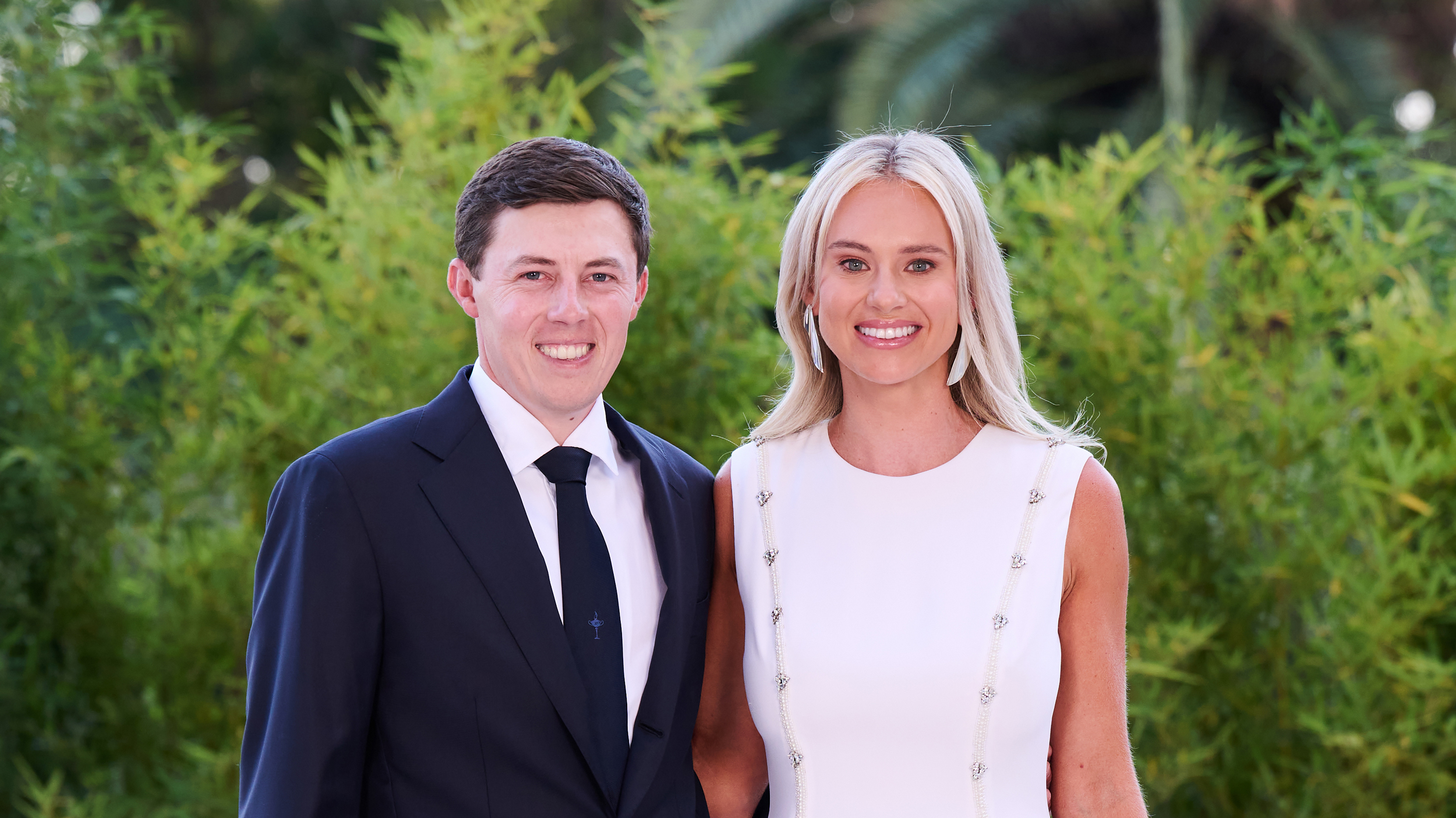 Matt Fitzpatrick and his wife, Katherine pose ahead of the 2023 Ryder Cup gala dinner