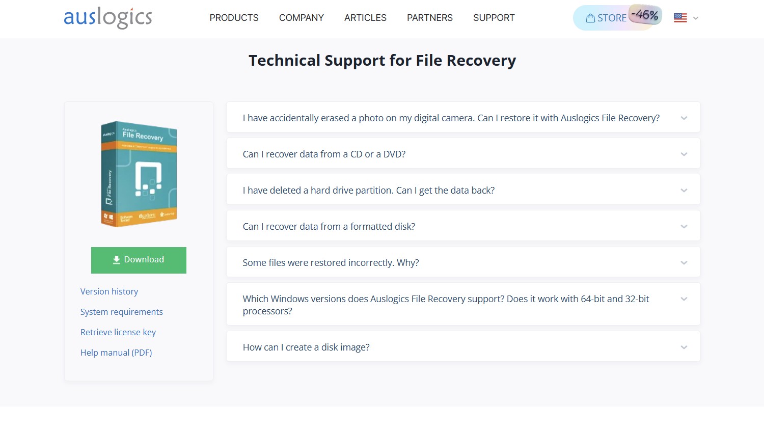 Auslogics File Recovery web knowledgebase