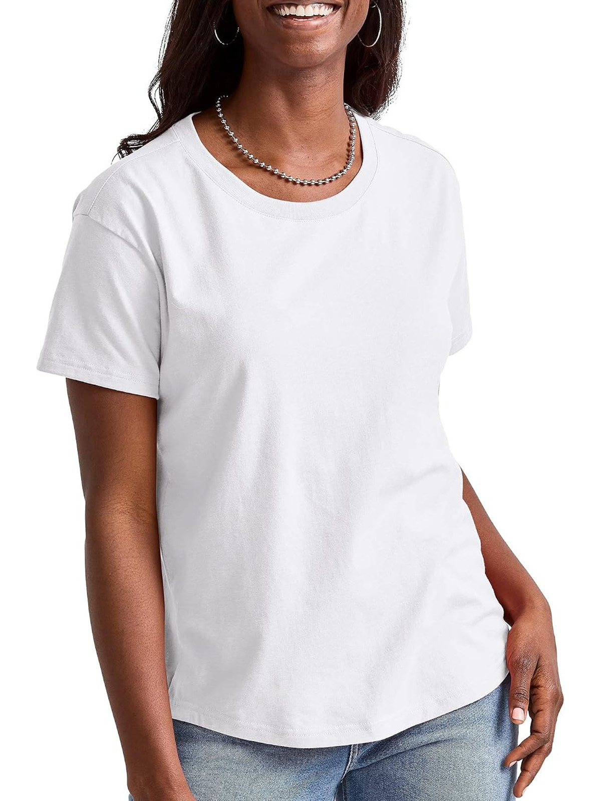 Hanes Womens Originals Tri-Blend T-Shirt, Lightweight for Relaxed Fit, Eco White, Small Us