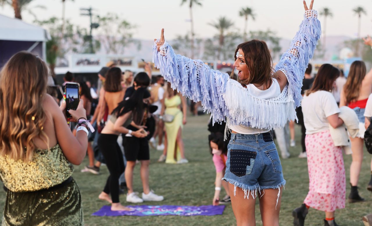 Festivalgoer attends the 2022 Coachella Valley Music and Arts Festival on April 17, 2022 in Indio, California