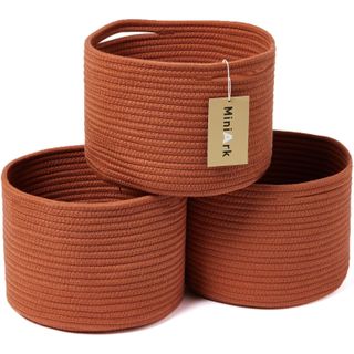 orange woven storage baskets