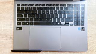 Samsung Galaxy Book 4 Pro 360 review unit on desk running Windows 11