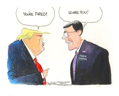 Political Cartoon U.S. Trump Mark Esper fired