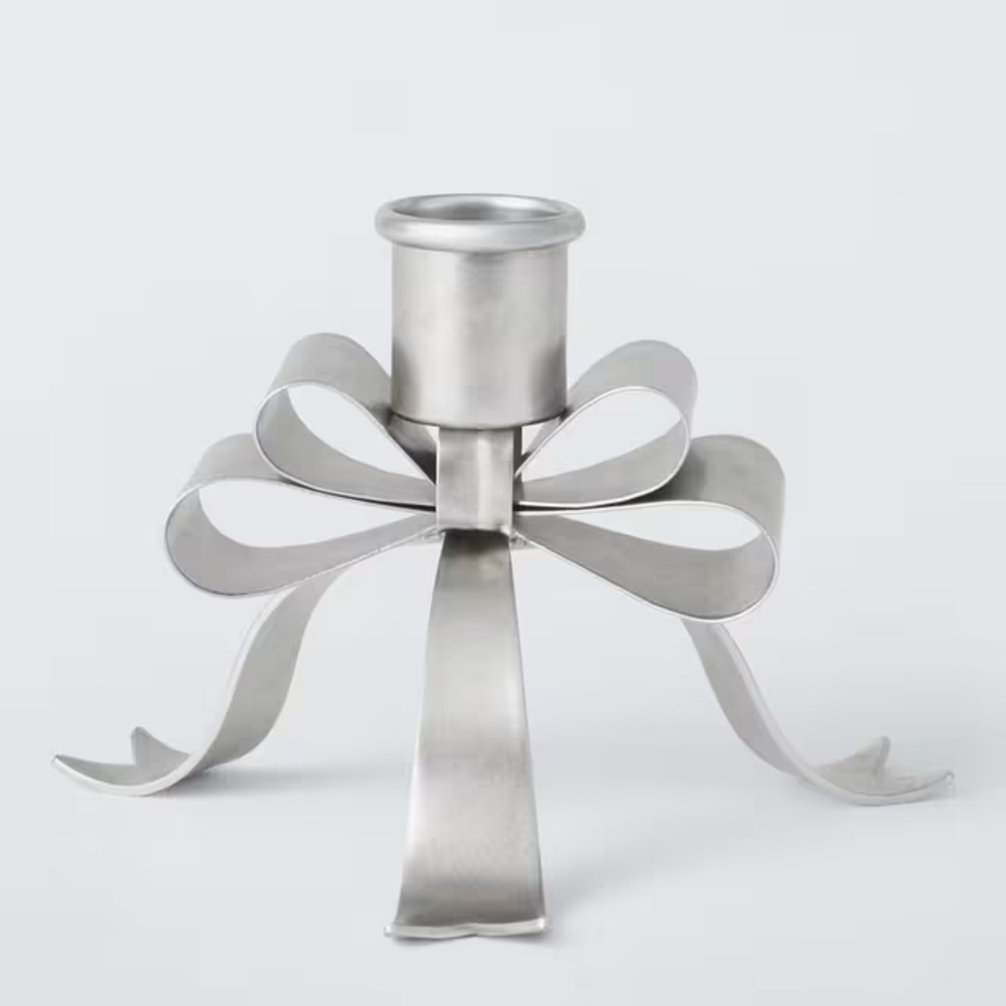 John Lewis Metal Bow Candle Holder, Silver