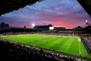 General view inside the stadium of the sunset during the UEFA Women's Euro 2022 group B match between Germany and Spain at Brentford Community Stadium on July 12, 2022 in Brentford, England.