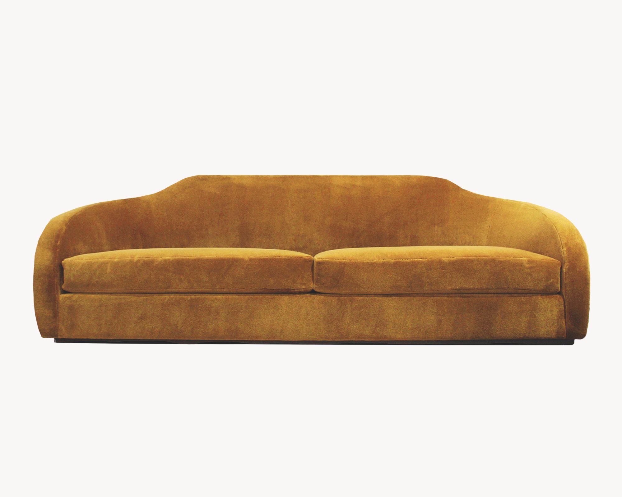 Large gold velvet sofa