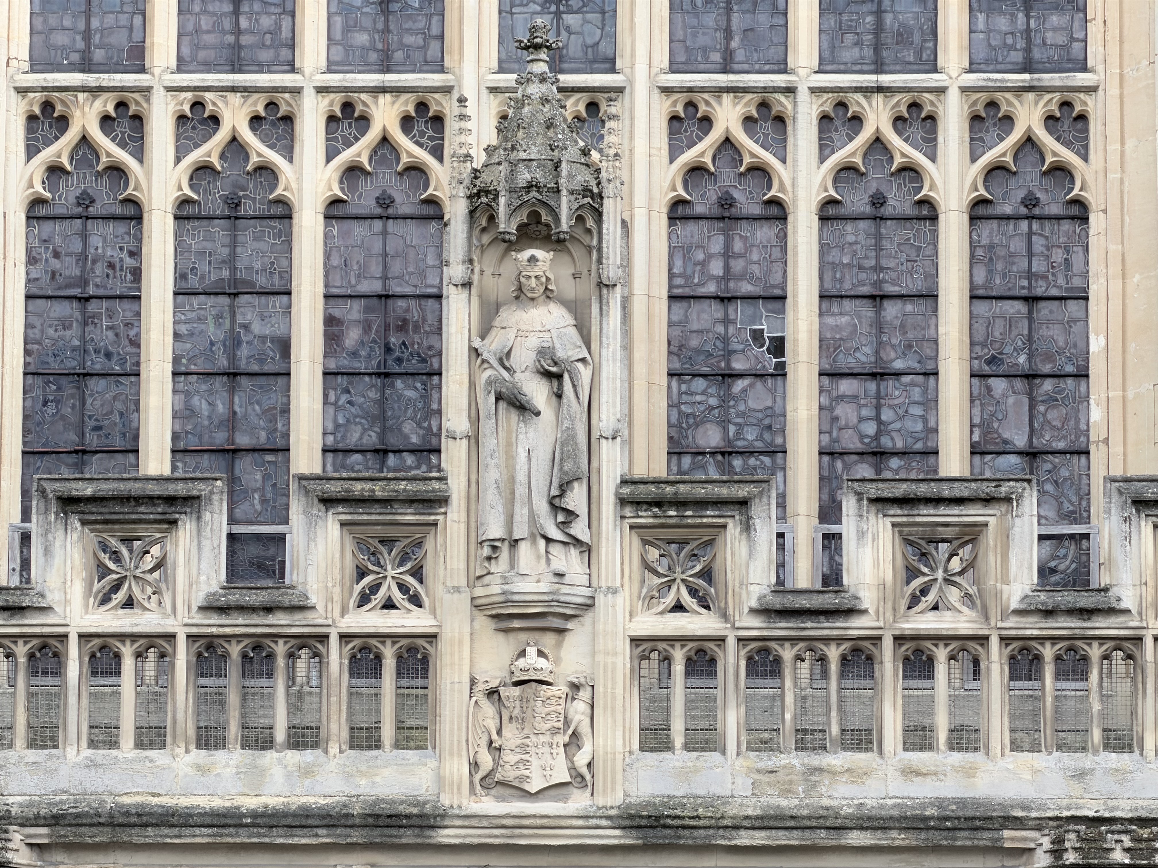 A photo of a church sculpture shot on the iPhone tele lens at 8x