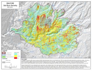 An estimate of soil burn severity after the Rim Fire from the Forest Service.