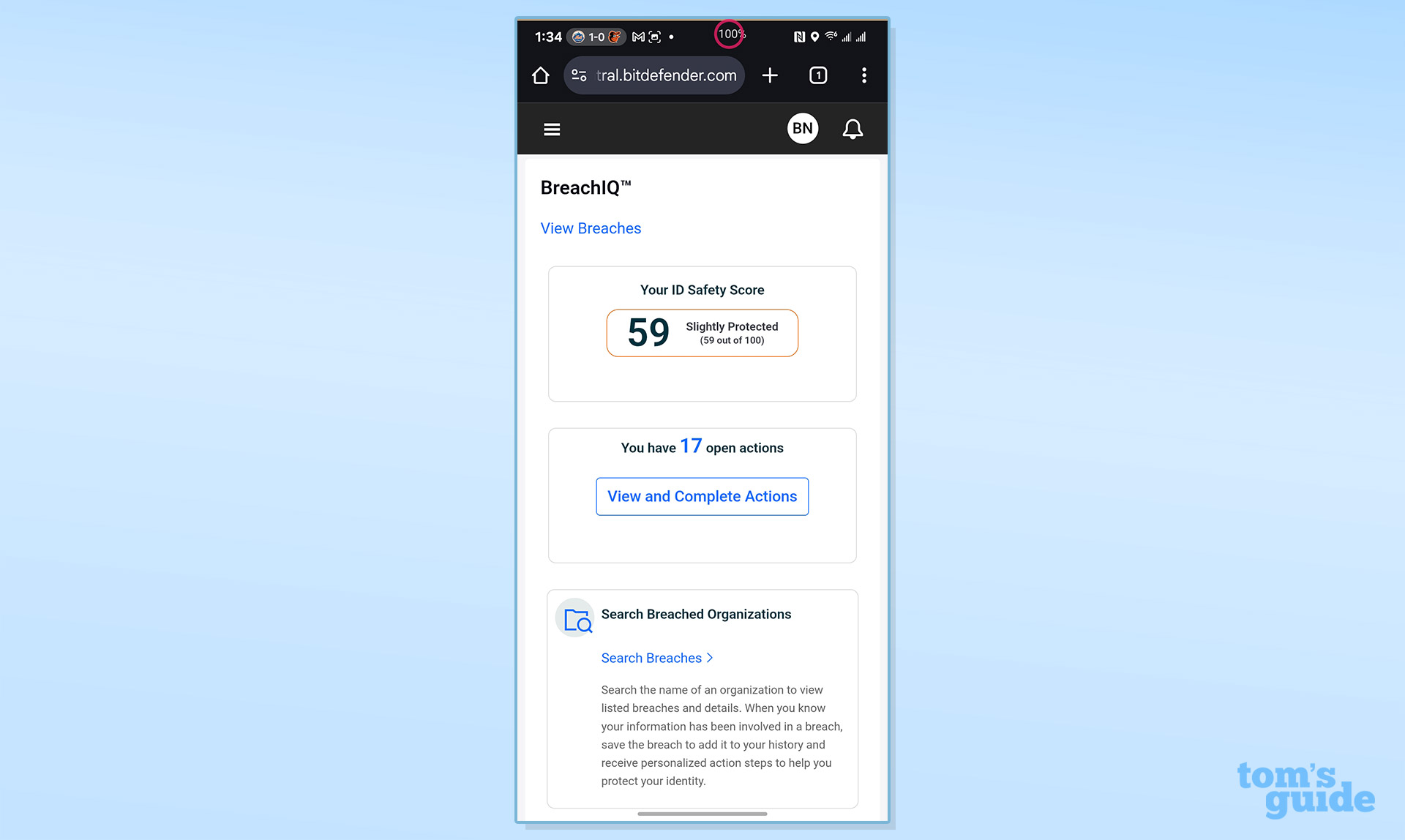 Screenshot of the Bitdefender Ultimate Security Plus Extended app