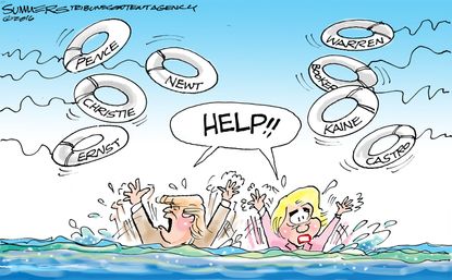 Political cartoon U.S. Donald Trump Hillary Clinton V.P.