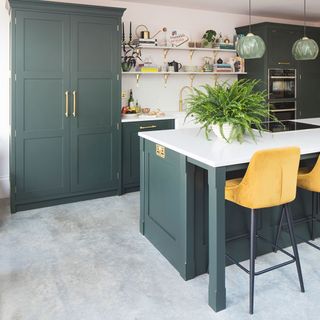 green and yellow kitchen extension