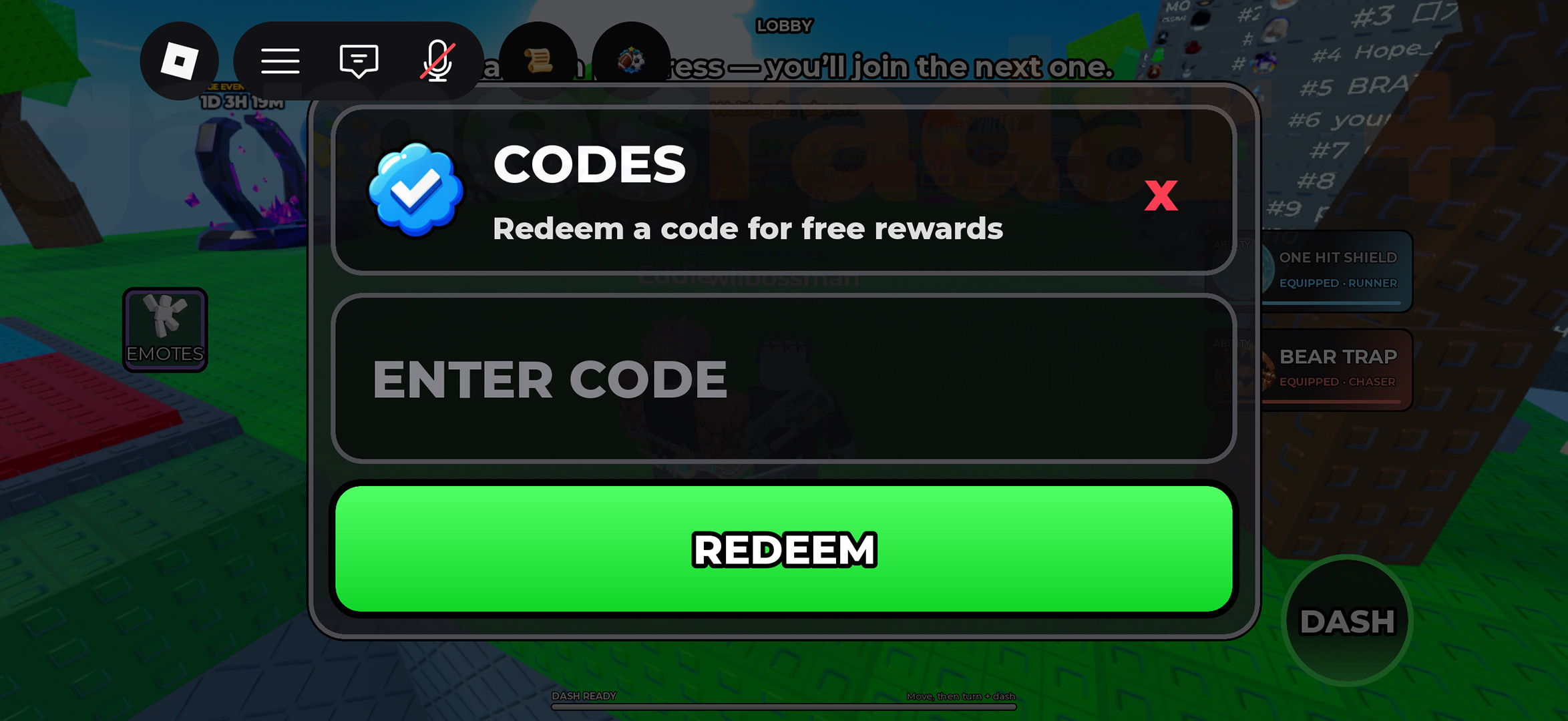 The menu screen used to redeem Huss Valley codes