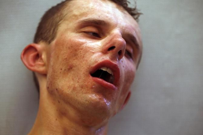 Rafal Majka (Tinkoff - Saxo) looks exhausted after a job well done at the Tour of Poland