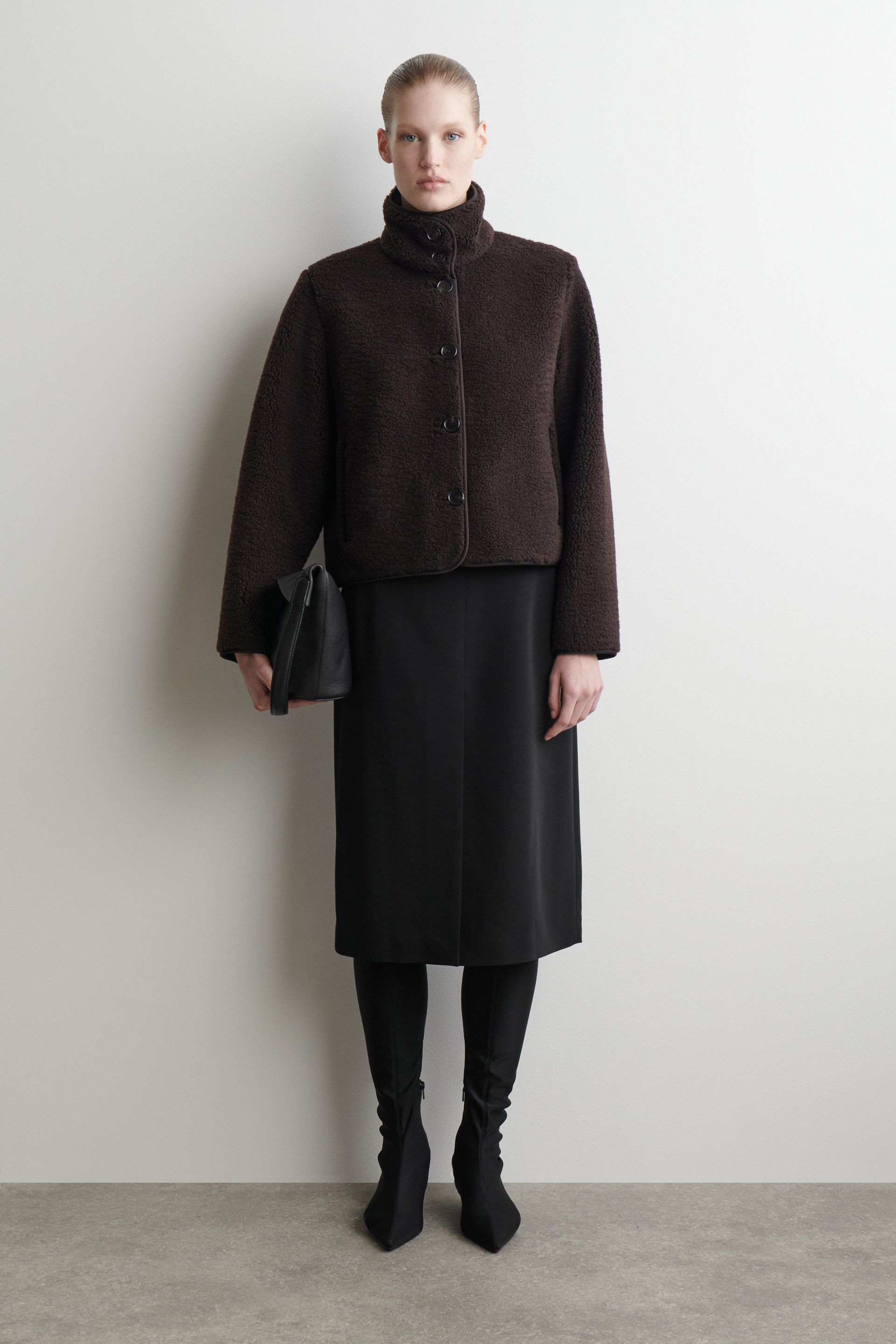 Funnel-Neck Teddy Jacket