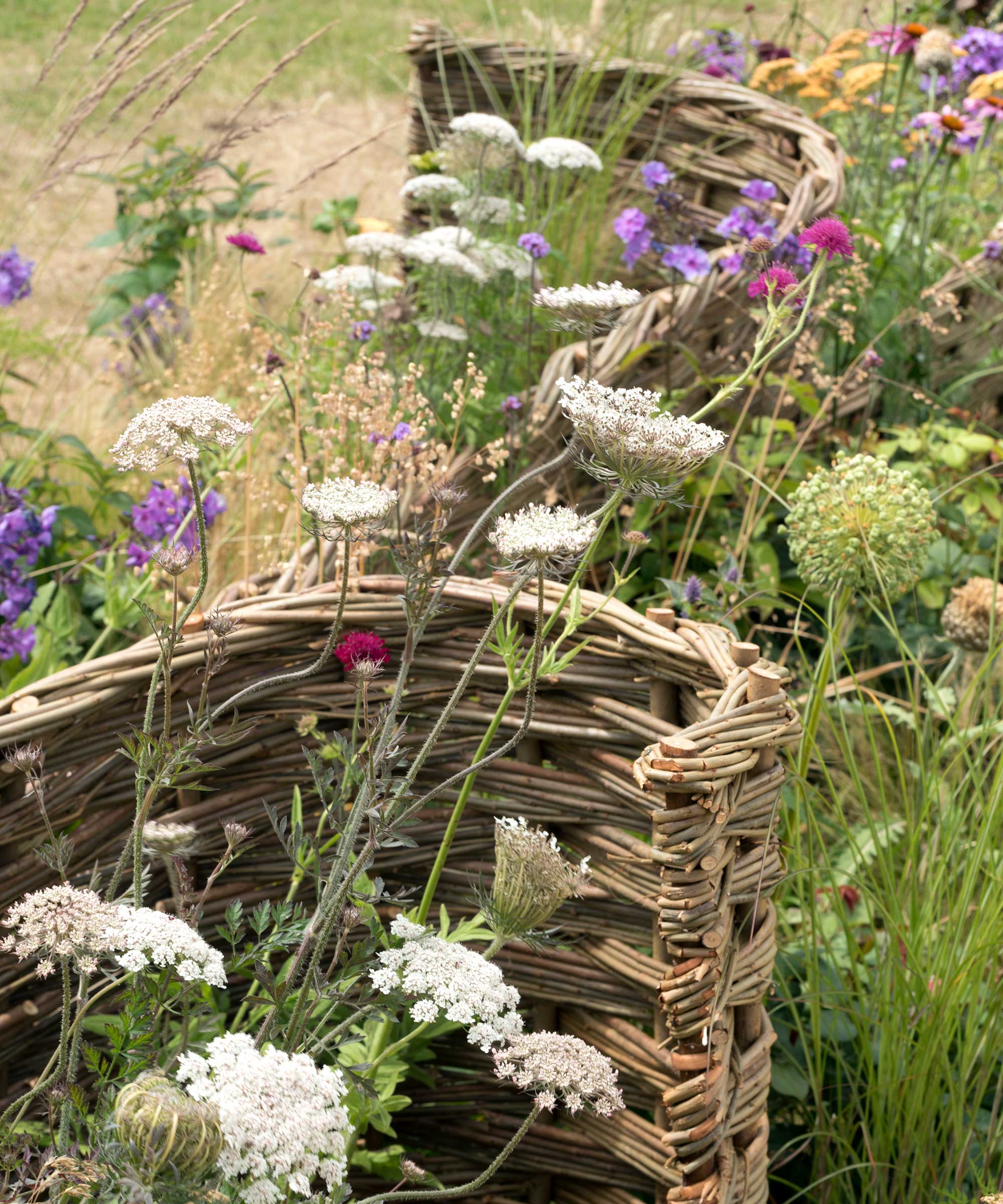 woven edging around garden border