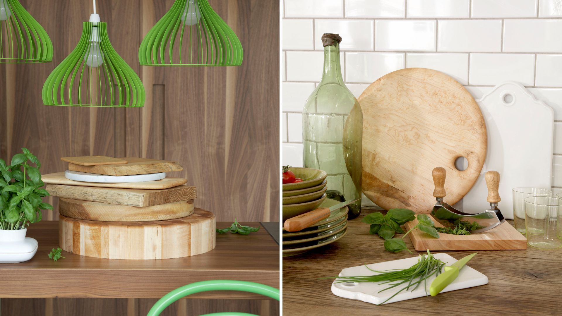 organized kitchen countertops with chopping boards
