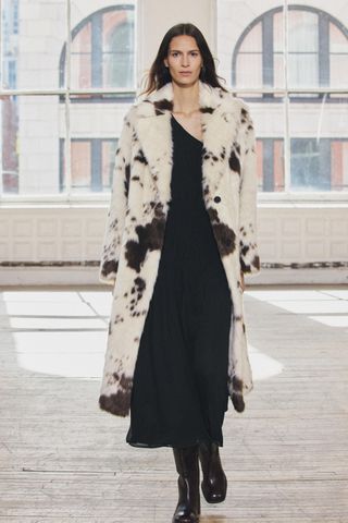 Faux Fur Animal Print Coat Zw Collection