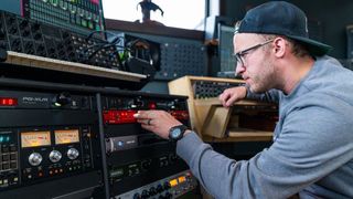Ross Lara, pictured adjusting settings on the Focusrite Red 8Pre at Archipelago Entertainment