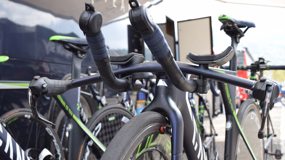 The integrated front brakes are accessed by taking the front plate off of the forks