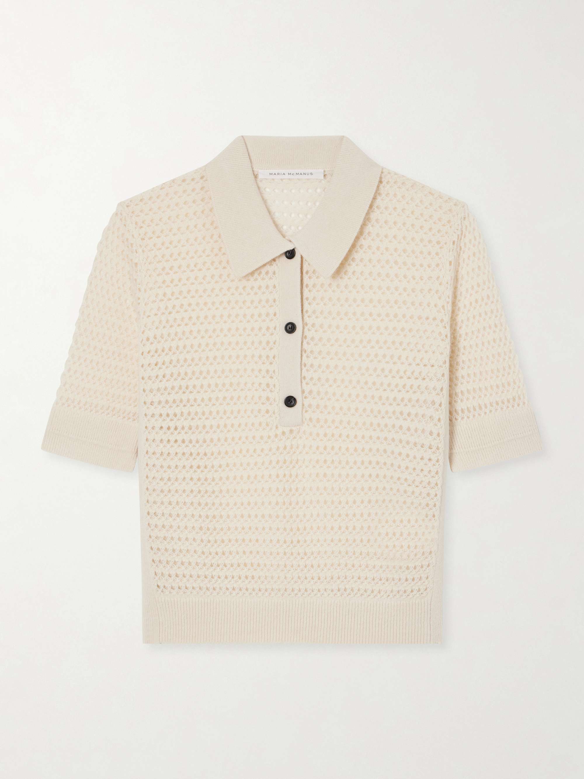 Cashmere and Cotton-Blend Crocheted Polo Shirt