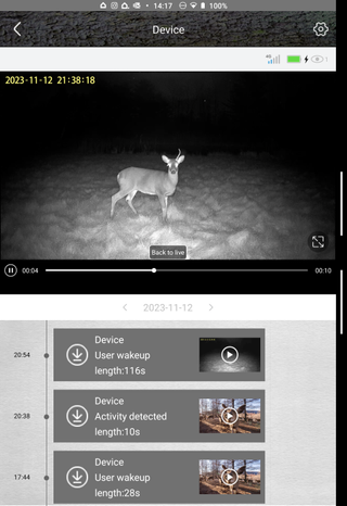 Screenshot of the SEHMUA 4G LTE 3rd Gen Cellular Trail Camera application