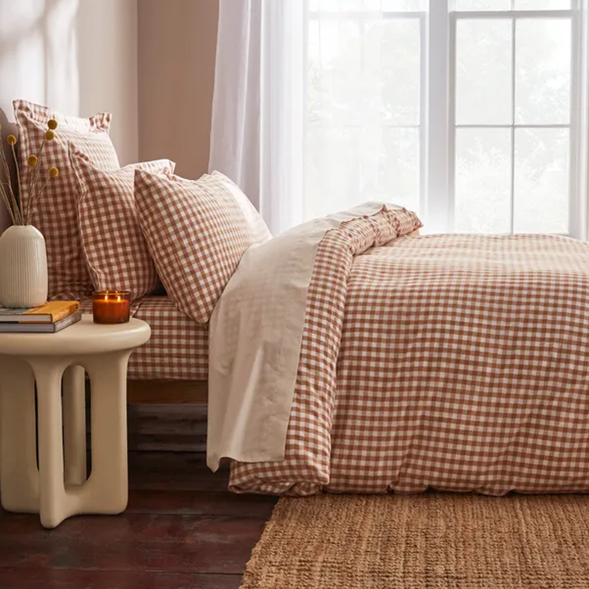 Portloe Gingham Duvet Cover Set natural