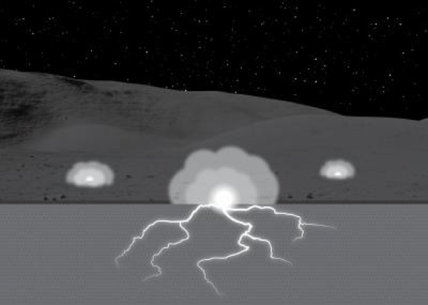 Moon Undergoing Subsurface Sparking